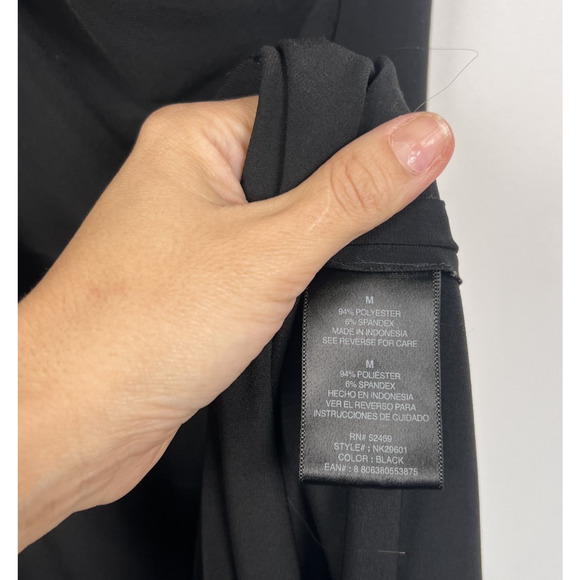 Norma Kamali Black Draped Surplice Midi Dress M Sleeveless Stretch Bodycon - Picture 11 of 11